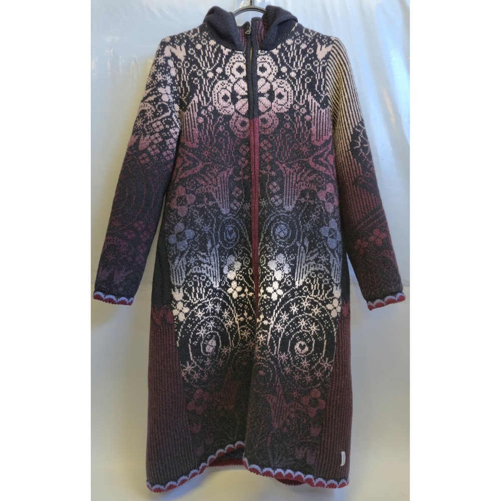 Kauni Wool Coat Cardigan "Baltic inspirations" W/Liner - Size Medium - Zip Front